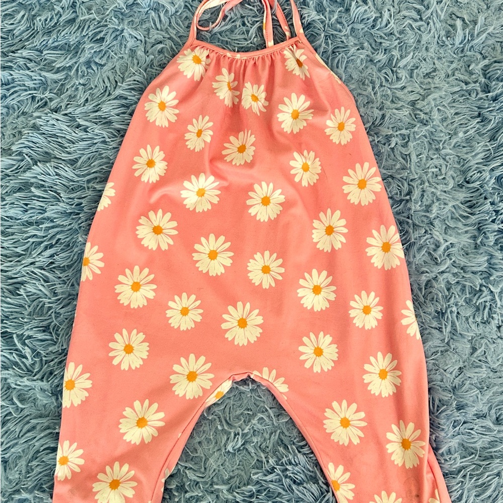 Floral Peach Kids One Piece